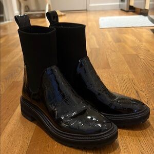 Loeffler Randall Black Patent Chelsea Boots 7.5